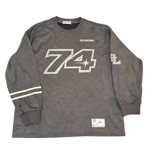 Men's Aelfric Eden Gray Oversized Crewneck Suede Sweatshirt Graphic Print SZ XL